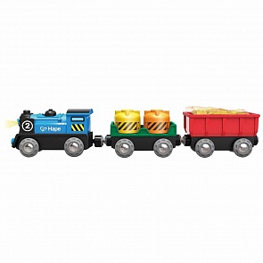 Товарный поезд на батарейках (Hape, E3720_HP) Товарный поезд на батарейках (Hape, E3720_HP)
